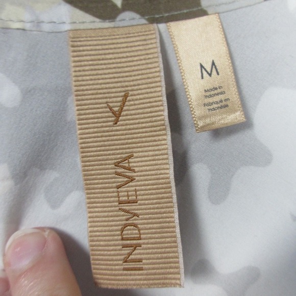 Indyeva Halka II Tank Top Bull Water Camo Women M Green V-Neck Casual Travel 90 - Picture 3 of 11